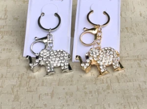 12-Pack Elephant Keychains with CZ Accents, Clear Sparkle Keychain, Bulk Keyring - Picture 1 of 3