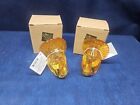 Vintage Glass Turkey Taper Holders Set/2 By RUSS Thanksgiving Traditions W/Box 
