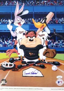 Frank Robinson Autographed Looney Tunes Baltimore Orioles Print JSA COA - Picture 1 of 3