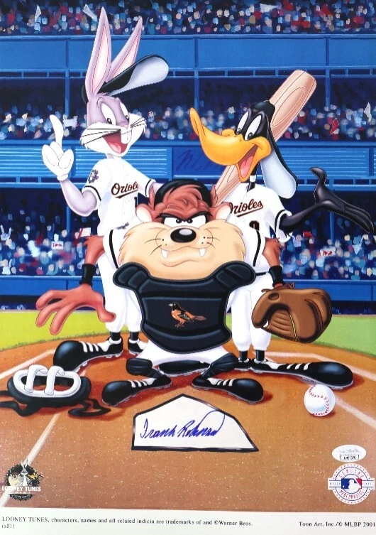 Frank Robinson Autographed Looney Tunes Baltimore Orioles Print JSA COA - Image 1 of 3