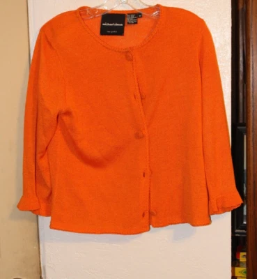 Cárdigan Suéter Michael Simon Naranja Vintage Retro Talla Mediana Foto 1 de 4