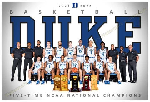 2021-22 DUKE BASKETBALL OFFICIAL TEAM PHOTOGRAPH — A HUGE 19”x13” Cover