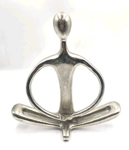 Abstract Yoga Meditation Figurine Silver Metal Sculpture Zen Art Home Decor - Picture 1 of 5