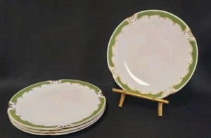 Style House Regency Green Border Gold Scrolls 10.5" Dinner Plate Lot of 4 - Picture 1 of 7