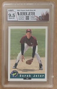 DEREK JETER 1992 Classic Draft Picks Rookie HGA 9.5 CUSTOM LABEL Yankees LOOK 👀