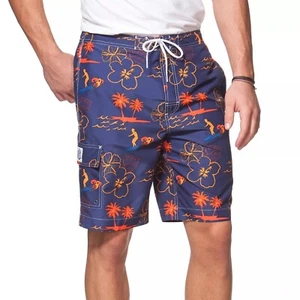 New Chaps Men's Tiki Hut Print Board Shorts Swim Trunks 9" Inseam Size Large - Picture 1 of 1