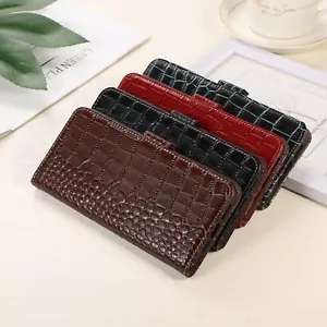 Funda para móvil iPhone IOS SE 14 13 12 11 XR 7 8 Xs cuero auténtico Flip Card Wallet - Imagen 1 de 21