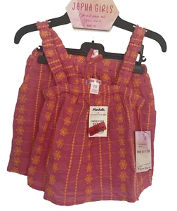 Japna Girls 2 Pieces Short Set Sz 10 Shorts Strap Cropped Top Pink & Orange NWT - Picture 1 of 9