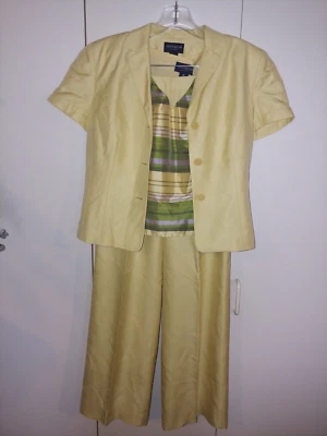 ANN TAYLOR LADIES 3-PC SS SILK PANT SUIT-6P(8PTANK)-WORN ONCE-ALL FULLY LINED - Image 1 of 4