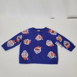 Tucker + Tate Santa Face Blue Cotton Sweater Size 6m - Picture 1 of 6