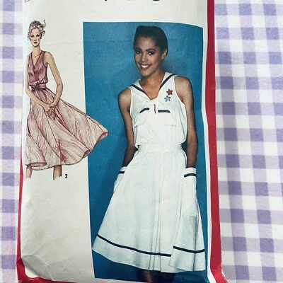 Vintage 1980 Sailor Dress Size 10 Simplicity Pattern 9475 - Image 1 of 4