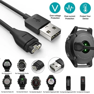 USB Charger for Garmin Vivoactive 3 Fenix 5/5S/5X Vivosport Charging Cable Cord - Image 1 of 4