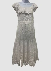 $266 Ralph Lauren Women's White Eyelet Over-The-Shoulder Dress Petite Size 8P - Picture 1 of 3