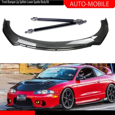 For Mitsubishi Eclipse Carbon /Fiber /Style /Front Bumper Lip Spoiler Strut Rods Foto 1 de 4