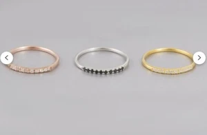 Wedding Gift 1.2ct Simulated Women's Full Eternity Three Band Ring Set 925Silver - Picture 1 of 4