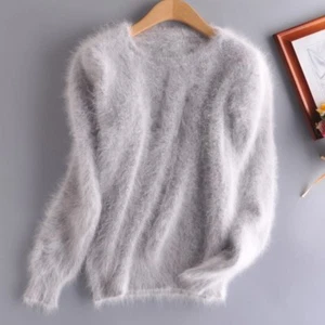 ❄️ GRAU 90 % ANGORA PULLOVER WOLLE WEITERE 45 FARBEN PURE WOOL JUMPER SWEATER - Bild 1 von 14