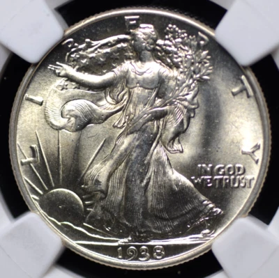 1938 WALKING LIBERTY HALF DOLLAR NGC MS 65 CRISP BLAST WHITE SILVER SHEEN - Image 1 of 4
