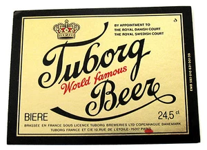 Tuborg France  TUBORG WORLD FAMOUS BEER label FRANCE 24,5 cl Var. #25 - Picture 1 of 2
