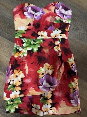 Women’s Size 3 Love Tease Floral Strapless Mini Party Dress - Image 1 of 4