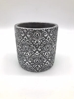 Hochwertiger Blumentopf Übertopf mit Muster Ornamente silber/grau 15 cm Neu - Bild 1 von 4