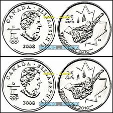 2x CANADA 2010 CANADIAN QUARTER VANCOUVER OLYMPIC SNOWBOARD 25 CENT COIN LOT UNC