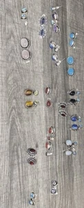 Lot Of 18 Pairs Silver Multi-Stone Multicolor Stud Earrings - Picture 1 of 3