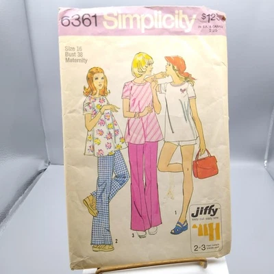 Vintage Sewing PATTERN Simplicity 6361, Jiffy Misses Maternity 1974 Pants or Sho - Image 1 of 2