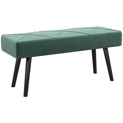 HOMCOM End of Bed Bench, Upholstered Hallway Bedroom with Steel Legs, Green - Image 1 of 4