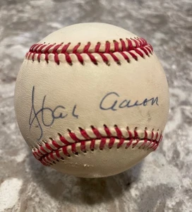 Hank Aaron Autograph ONL Baseball PSA DNA - Picture 1 of 4