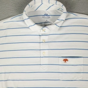 Peter Millar Poloshirt Herren Größe M Blau Weiß Gestreift Baumwolle Golf - Bild 1 von 7
