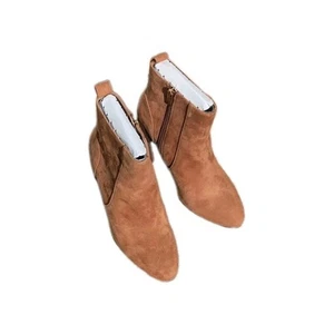 Vince Camuto Brown Women's Solid Faux Suede Midi 5 Inch Block Heel Boots Sz 5.5 - Picture 1 of 4
