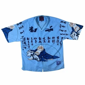 Early 00's Southpole Hip Hop Y2K Laughing Buddha Graphic Blue Shirt XL XXL - Picture 1 of 6