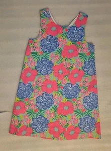 Tommy Bahama Girls 7 floral Shift Dress pink blue print sleeveless 100% cotton - Picture 1 of 4