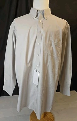 18-34 Men's Gray Shirt Roundtree & Yorke Long Sleeve Button down Gold Label New  - Image 1 of 4