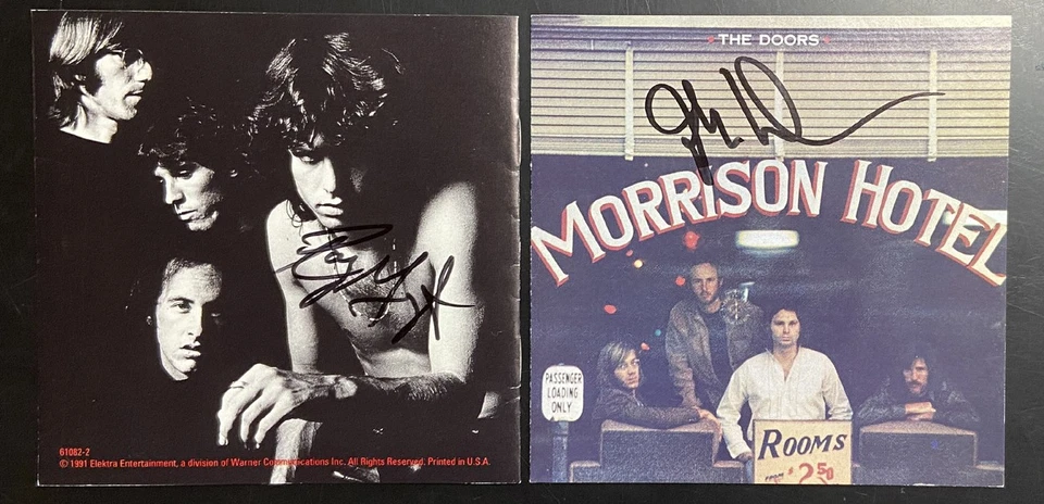 Lote de 2 insertos de CD autografiados firmados por RAY MANZAREK & JOHN DENSMORE Foto 1 de 1