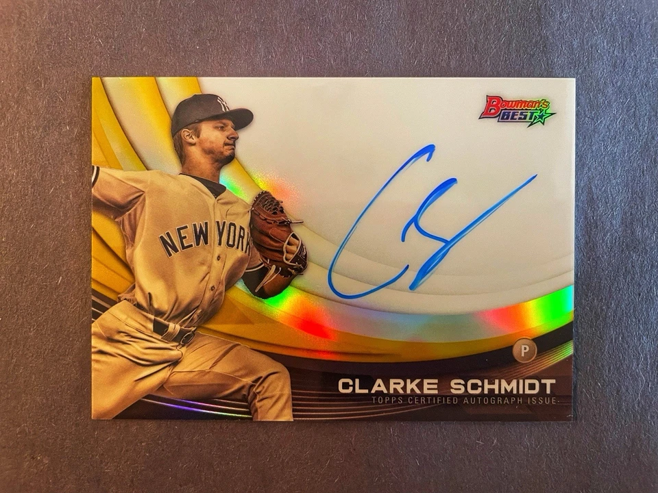 2017 Bowman’s Best CLARKE SCHMIDT “Monochrome” Rookie Auto GOLD REFRACTOR /50! - Image 1 of 2