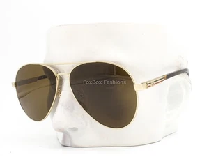 Gucci Pilotenbrille GG 1288SA 002 Polished Gold Braun Havanna 61 mm mit Etui - Bild 1 von 11