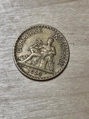 Moneda de 50 céntimos de Francia, 1923. KM# 884, cobre-aluminio. Cámaras de Comercio. Foto 1 de 4