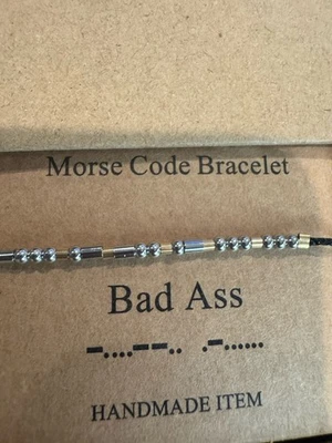 Pulsera Bad @ss Código Morse, Regalo Sobreviviente de Cáncer, Pulsera Fuerza/Conciencia Foto 1 de 4