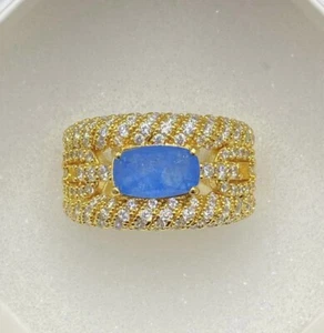 Bomb Party Ring RG67684 Resort Wear Glamorous Traveler Blue Gold Plated Ring 8 - Picture 1 of 1