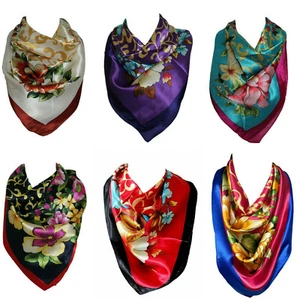 Gorgeous Floral Print Silk Satin Style Bandana Scarf Square - Picture 1 of 7