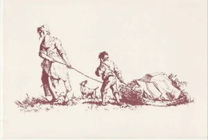 Shire Postcard Series 7, No.2 Gleaners, agriculture, farming, history, child,dog - Foto 1 di 1