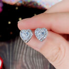 Fashion Heart Stud Earrings Sparkly Cubic Zirconia Love Earring Silver Plated
