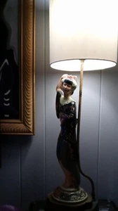 Vintage Japanese Geisha Lady Porcelain Table Lamp 32" Comport China ...Works - Picture 1 of 12