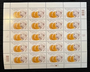 USPS-Sc #3504 NOBEL PRIZE (Alfred Nobel, Chemistry) Sheet of 20-34¢ Stamps-(MNH) - Picture 1 of 3