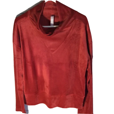 RBX Talla L Terciopelo Rojo Manga Larga Jersey Ropa Activa Mujer Informal Top (Th) Foto 1 de 4