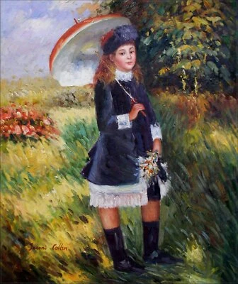 Pintura al óleo de calidad Repro Renoir Pierre-Auguste niña con sombrilla 20x24 pulgadas Foto 1 de 2