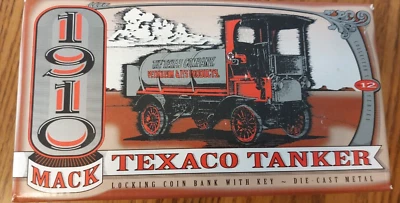 Texaco 1910 Mack Tanker Locking Coin Bank w/ Key *UNOPONED BOX* - Image 1 of 4