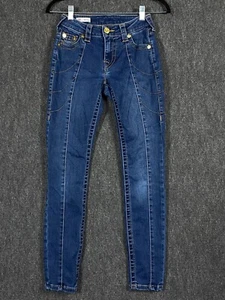 True Religion JENNIE CURVY Womens 24 Mid Rise Skinny Jeans Blue Denim W23 L28 - Picture 1 of 15