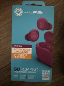 JLAB GO POP ANC True Wireless EARBUDS~Noise Cancelling~24+Hours Playtime~FUCHSIA - Picture 1 of 3